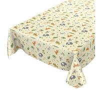 ANRO Oilcloth Tablecloth, Washable Tablecloth for Children's Birthday, Animals, Light Green, 180 x 140 cm