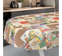 ANRO Ostara Oilcloth Tablecloth Washable Outdoor Indoor Oval 180 x 140 cm Cut Edge
