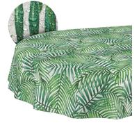 ANRO Tablecloth 180 x 140 cm Cotton Polyester Washable Easy Care Round Oval Rectangular Tropical Oval 180 x 140 cm Cut Edge