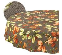 ANRO Tablecloth Washable Autumn Round 120 cm - Water Resistant Indoor Outdoor Lotus Effect Cut Edge