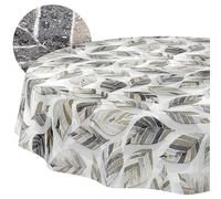 ANRO Tablecloth Washable Leaves Round 140 cm - Water Resistant Indoor Outdoor Lotus Effect Cut Edge