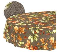 ANRO Washable Autumn Oval Tablecloth 200 x 140 cm - Water-Repellent Indoor Outdoor Lotus Effect Cut Edge