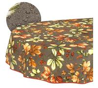 ANRO Washable Autumn Oval Tablecloth 200 x 140 cm - Water Resistant Indoor Outdoor Lotus Effect with Hem