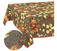 ANRO Washable Autumn Rectangular Tablecloth 200 x 140 cm - Water-Repellent Indoor Outdoor Lotus Effect with Hem