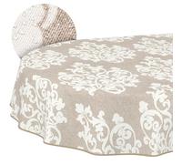 ANRO Washable Damask Oval Tablecloth 200 x 140 cm - Water Resistant Indoor Outdoor Lotus Effect with Hem