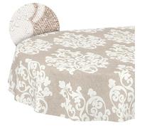 ANRO Washable Damask Oval Tablecloth 240 x 140 cm - Water-Repellent Indoor Outdoor Lotus Effect Cut Edge