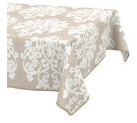 ANRO Washable Damask Rectangular Tablecloth 140 x 100 cm - Water-Repellent Indoor Outdoor Lotus Effect with Hem
