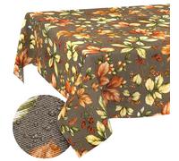 ANRO Washable Tablecloth Autumn Rectangular 180 x 140 cm - Water-Repellent Indoor Outdoor Lotus Effect Cut Edge