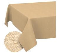 ANRO Washable Tablecloth Beige Linen Look Rectangular 180 x 140 cm - Garden Tablecloth Indoor Outdoor Water-Repellent Dirt-Repellent Easy Care Cut Edge