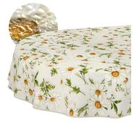 ANRO Washable Tablecloth Daisy White Oval 180 x 140 cm - Water-Repellent Indoor Outdoor Lotus Effect with Hem
