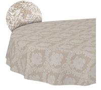 ANRO Washable Tablecloth Damask Baroque Beige Oval 180 x 140 cm Indoor | Ideal for garden, patio and dining room - garden tablecloth weatherproof - table linen made of coated fabric
