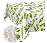 ANRO Washable Tablecloth Fern Rectangular 180 x 140 cm - Water-Repellent Indoor Outdoor Lotus Effect Cut Edge