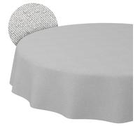 ANRO Washable Tablecloth Grey Linen Look Round 140 cm - Garden Tablecloth Indoor Outdoor Water-Repellent Dirt-Repellent Easy Care Cut Edge