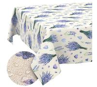 ANRO Washable Tablecloth Lavender Purple Rectangular 500 x 140 cm - Water Resistant Indoor Outdoor Lotus Effect Cut Edge