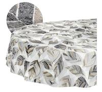ANRO Washable Tablecloth Leaves Oval 240 x 140 cm - Water-Repellent Indoor Outdoor Lotus Effect Cut Edge