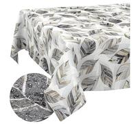 ANRO Washable Tablecloth Leaves Rectangular 140 x 120 cm - Water-Repellent Indoor Outdoor Lotus Effect Cut Edge
