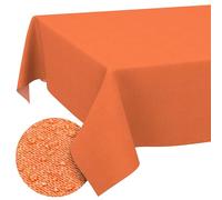 ANRO Washable Tablecloth Orange Linen Look Rectangular 220 x 140 cm - Garden Tablecloth Indoor Outdoor Water-Repellent Dirt-Repellent Easy Care Cut Edge