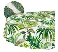 ANRO Washable Tablecloth Palm Trees Oval 240 x 140 cm - Water-Repellent Indoor Outdoor Lotus Effect Cut Edge