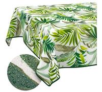 ANRO Washable Tablecloth Palm Trees Rectangular 160 x 140 cm - Water-Repellent Indoor Outdoor Lotus Effect with Hem