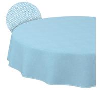 ANRO Washable Tablecloth Pastel Blue Linen Look Round 140 cm - Garden Tablecloth Indoor Outdoor Water-Repellent Dirt-Repellent Easy Care with Hem