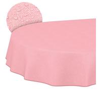 ANRO Washable Tablecloth Pink Linen Look Oval 180 x 140 cm - Garden Tablecloth Indoor Outdoor Water-Repellent Dirt-Repellent Easy Care with Hem