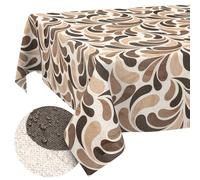 ANRO Washable Tablecloth Teardrop Beige Rectangular 180 x 140 cm - Water-Repellent Indoor Outdoor Lotus Effect Cut Edge