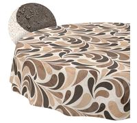 ANRO Washable Tablecloth Teardrop Beige Round 140 cm - Water Resistant Indoor Outdoor Lotus Effect Cut Edge
