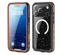 ANROD for iPhone 17 Pro Max Magnetic Waterproof Case Compatible with Magsafe, IP68 Case Full Body Seal Slim Shockproof Snowproof Underwater Outdoor Transparent Cover for iPhone 17 Pro Max (Orange)