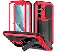 ANROD for Samsung Galaxy S24+ Plus 5G Case, Shockproof Hard Case Aluminum Metal Gorilla Glass Military Heavy Duty Sturdy Protector Cover for Galaxy S24+ Plus, with Lens Protection Cover (Red)