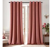 ANRODUO Dusty Rose Pink Velvet Curtains 80 Inches Long Blackout Thermal Insulated Soundproof Curtain Privacy Room Darkening Curtains Grommet Window Drapes for Bedroom Living Room Set of 2