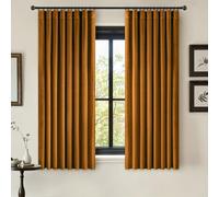 ANRODUO Gold Brown Velvet Curtains 63 Inches Long Blackout Thermal Insulated Soundproof Curtain Privacy Room Darkening Curtains Pinch Pleat Window Drapes for Bedroom Living Room 42 x 63 Inch Set of 2