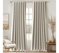 ANRODUO Linen Blackout Curtains for Bedroom 84 Inches Long, Back Tab/Rod Pocket 100% Black Out Curtains 2 Panels Set, Thermal Insulated Room Darkening Drapes for Living Room, W52 x L84, Light Taupe