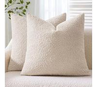 ANRODUO Pack of 2 Textured Boucle Throw Pillow Covers Soft Beige Decorative Accent Solid Pillow Cases Cozy Modern Couch Cushion Case for Chair Sofa Bedroom Living Room Home Decor, 20 x 20 Inch