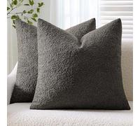ANRODUO Pack of 2 Textured Boucle Throw Pillow Covers Soft Grey Decorative Accent Solid Pillow Cases Cozy Modern Couch Cushion Case for Chair Sofa Bedroom Living Room Home Decor, 18 x 18 Inch