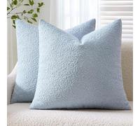 ANRODUO Pack of 2 Textured Boucle Throw Pillow Covers Soft Light Blue Decorative Accent Solid Pillow Cases Cozy Modern Couch Cushion Case for Chair Sofa Bedroom Living Room Home Decor, 20 x 20 Inch