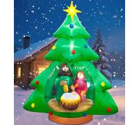 anroog 7ft Christmas Tree Inflatable Outdoor Decoration Inflatables Nativity Scene Jesus Blow Up Yard Decorations Built-in LED Lights Xmas Garden Lawn Outside Decor