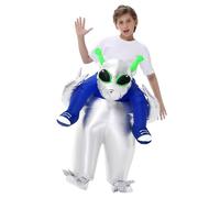 Anroong Inflatable Alien Costume Adult Kids Halloween Blow Up Costumes for Men Boys Cosplay Party Fancy Dress (Sliver-Alien-Kids)