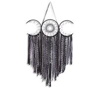 ANROYE Black Triple Moon Goddess Macrame Wall Hanging, Wicca Crescent Dream Catcher for Witch Home, Hippie Dreamcatcher for Witchy Bedroom Decoration, Pagan Woven Tapestry for Wiccan Adults Decor Gift