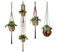 ANROYE Macrame Plant Hanger for Indoor Set of 4, Bohemian Hanging Planter with Tassels for Flower Pot, Boho Decorative Houseplant Rope Holder for Home Decor Bedroom Window Farmhouse