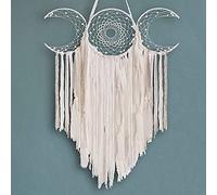 ANROYE Triple Moon Goddess Macrame Wall Hanging, Boho Art Large Crescent Moon Dream Catcher, Handmade Unique Bohemian Hippie Woven Pagan Wall Decor for Bedroom Nursery Bathroom Dorm Decoration Gift