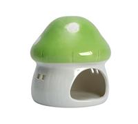 AnRui Ceramic Mushroom Aquarium Decor Cute Mini House Betta Fish Tank Accessories Decoration Hideaway Hideout Cave Ornament for Small Fish, Shrimp, Goldfish and Reptiles (Green, Large)