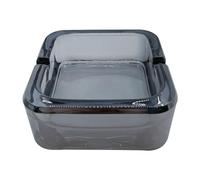 AnRui Glass Ashtray Classic, Square Ashtray, Crystal Ash Tray for Outdoor Indoor Desktop Decoration for Home Office Bar Cafe Patio, Black & Grey