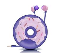 AnRuk Cute Donut Earbuds for Kids, Kid Size Wired Earbud & in-Ear Headphones with Microphone and Lovely Earphones Storage Case Gifts for School Girls and Boys (Purple)