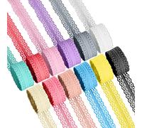 Anruyi 12 Rolls Lace Ribbon, 120 Yards/108m 3cm Wide Fabric Lace Ribbon Assorted Color Lace Trim Roll Colored Lace Trimming Edging Lace Trim Roll for Sewing DIY Craft Wedding Party Decor