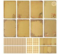 Anruyi 120 PCS Kraft Vintage Stationery Set, Brown A5 Envelopes and Paper for Writing and Printing