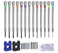 Anruyi 13Pcs Watch Screwdriver Set, Watchmakers Precision Screwdrivers Set for Watch Eyeglasses Clocks Jewelry Repair, with 13Pcs Replacement Heads + 2Pcs Magnetizer