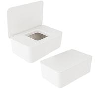 Anruyi 2 PCS Wet Wipes Box, Baby Wet Tissue Box Wet Wipes Dispenser Holder Plastic Wipes Dispenser Case Wet Wipes Storage Box Wet Tissue Case Container with Lid Seal for Home Office Desk (White)