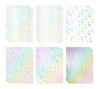Anruyi 30 Sheets A4 Holographic Sticker Paper, 6 Patterns Holographic Laminate Sheets Holographic Vinyl Stickers Self Adhesive Transparent Holographic Film Glitter for Stickers, 30 x 21.5cm