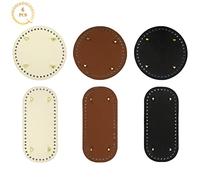 Anruyi 6Pcs Crochet Bag Bottom Base Set - PU Leather Oval (21*10cm) & Round (15cm) Bases - Beige, Brown, Black - DIY Bag Accessories