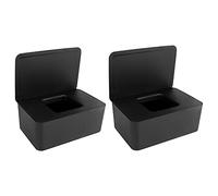 Anruyi 2 PCS Wet Wipes Dispenser Box, Baby Wet Tissue Box Wet Wipes Dispenser Holder Plastic Wipes Dispenser Case Wet Wipes Storage Box with Lid Seal for Home Office Desk (Black)